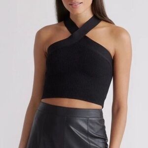 Quince Women's Cropped Halter Ribbed Sweater Knit Tank